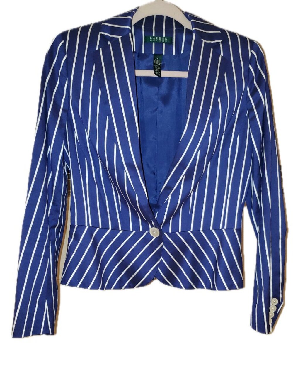 Lauren Ralph Lauren Blue & White Striped Blazer – Size 4